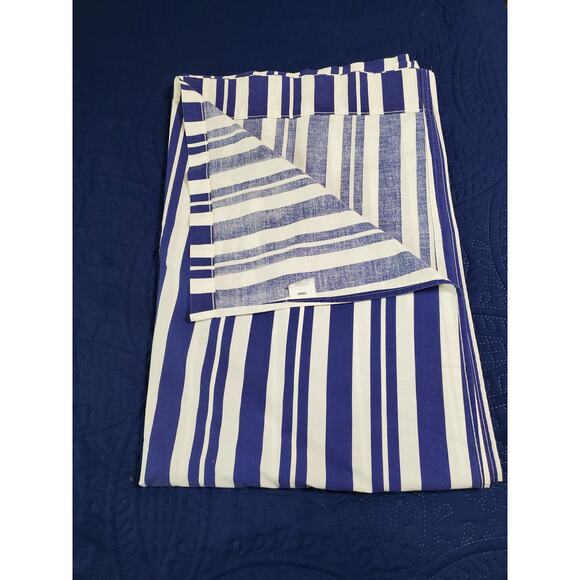 Vintage Blue Striped Twin Flat Sheet 97 x 64 Percale No-Iron Navy Blue White USA - Picture 1 of 8